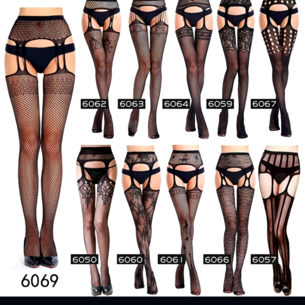 Garter Fishnet Thigh High Stockings #6069